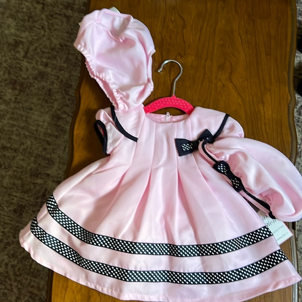 Baby girl pink sailor dress, new with tags. Three piece set
